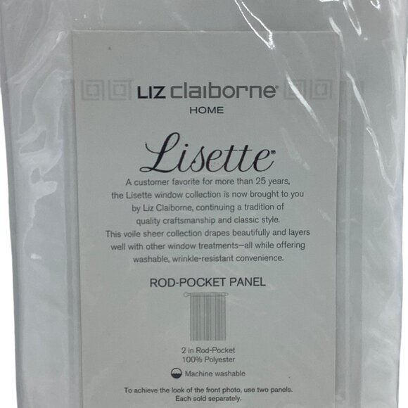 Liz Claiborne Lisette Rod-Pocket Panel 63" Length 60"x63" Cool White NEW NWT - Picture 5 of 6